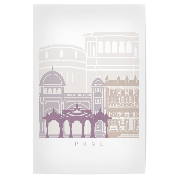 Poster 30x20 cm "PUNE-SKYLINE-PASTELL" artboxONE - Städte,Architektur - Skyline,Denkmäler,Stadt,Tourismus,Wandgemälde,Pastellfarbe,Turm,Städte