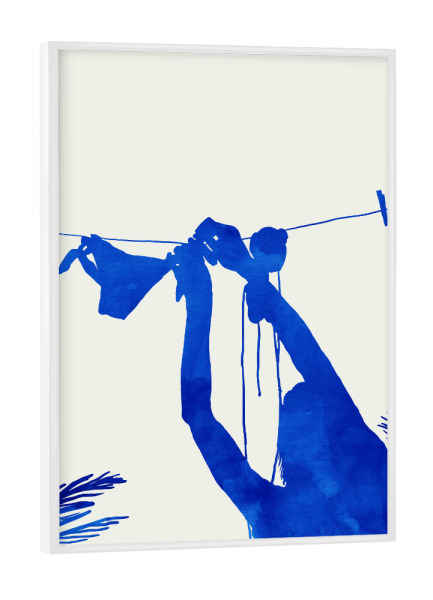Poster mit weißem Rahmen "Blauer Akt Vacay" artboxONE - Menschen