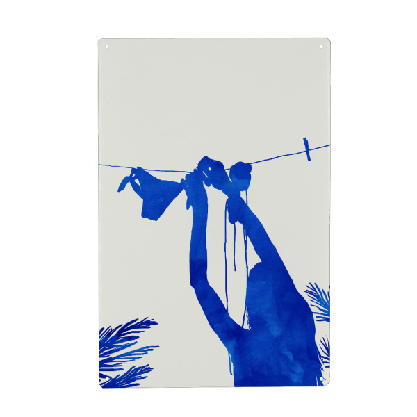 Metall Poster "Blauer Akt Vacay" artboxONE - Menschen