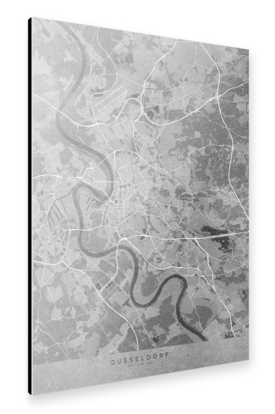 Alu-Dibond "Graue Karte von Düsseldorf" 30x20 cm artboxONE