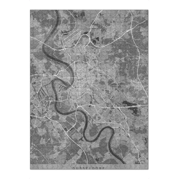 Puzzle Ravensburger "Graue Karte von Düsseldorf" artboxONE - Kartografie - Düsseldorf,Germany,Distressed,Map,Black and white,Vintage