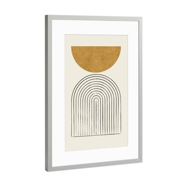 Poster mit Rahmen Silber "Mid-Century Modern Arch B - Gold" artboxONE - Abstrakt,Geometrie