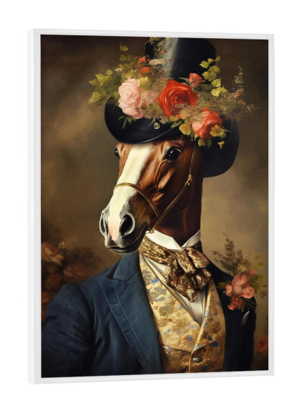 Poster mit weißem Rahmen "Viktorianisches Pferd" artboxONE - Floral,Tiere