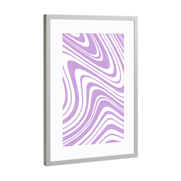 Poster mit Rahmen Silber "Retro Strudel - lila" artboxONE - Abstrakt - Lila,Strudel,Groovig,Vintage,Retro,Muster,Abstrakt