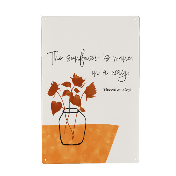 Holzbild "Van Gogh - Über Sonnenblumen" artboxONE - Typografie,Natur,Floral
