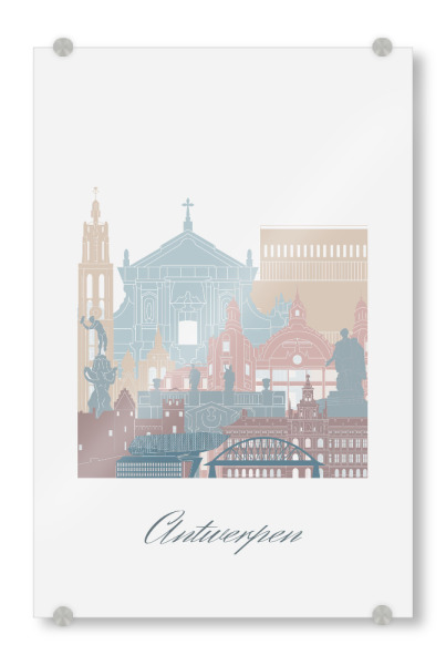 Acrylglasbild "Antwerpen Skyline Erdtöne" artboxONE - Städte,Reise,Architektur,Kartografie