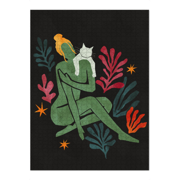 Puzzle Ravensburger "Spring day with a cat" artboxONE - Floral,Tiere,Abstrakt