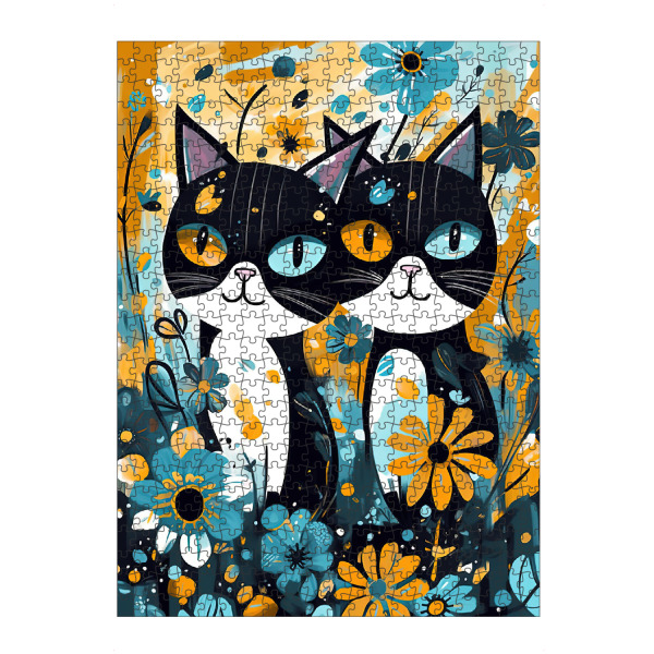 Puzzle Ravensburger "Schwarzes Katzenpaar" artboxONE - Tiere - Katzen,Lustige bilder,Kinderbilder,Schwarze katzen,Katzen blumen,Pärchen,Paar