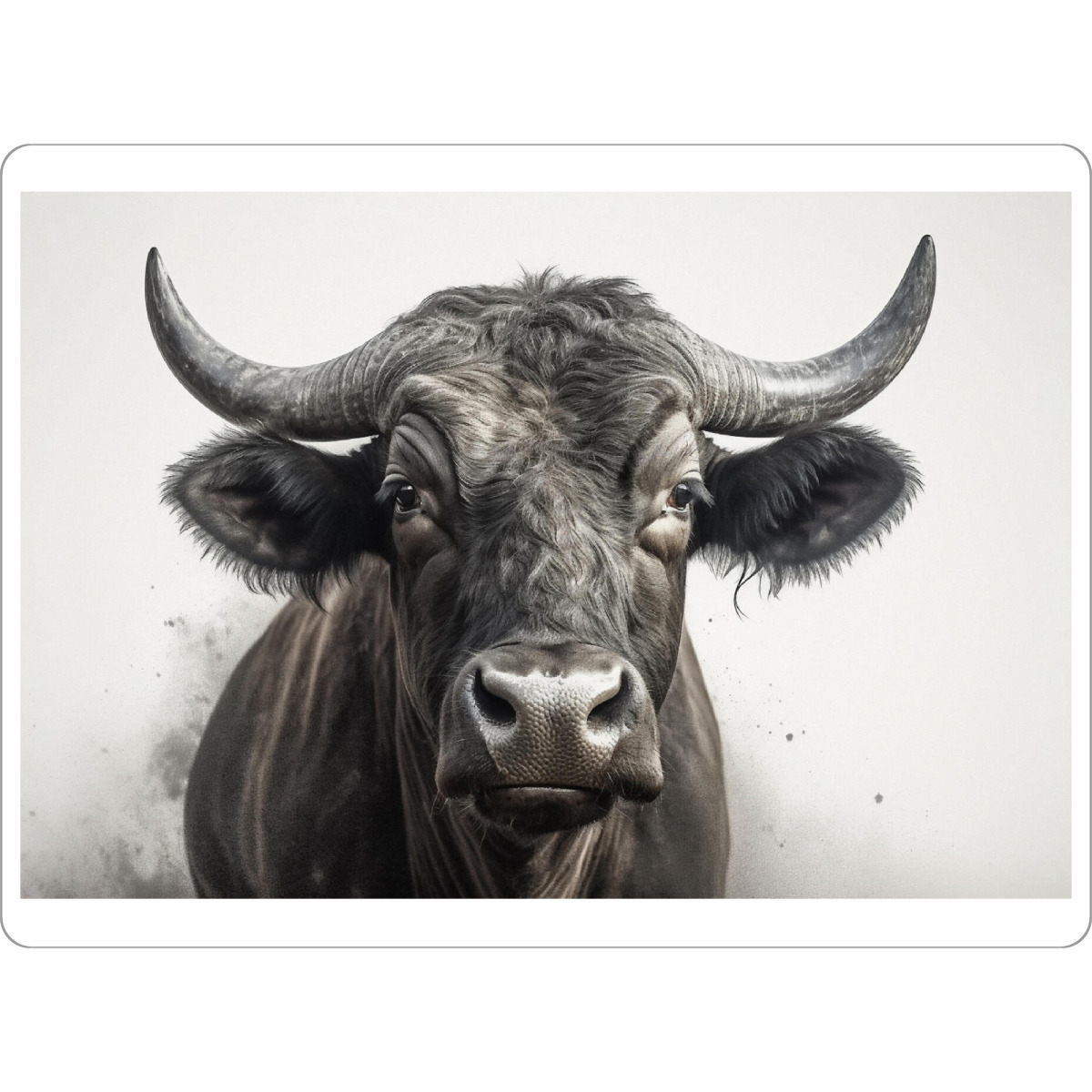 Tischset "Afrikanischer Büffel" artboxONE - Tiere,Schwarzweiß - Büffel,Buffalo,Rind,Afrika,Kunst,Portrait,Watercolor,Painting,Tier,Schwarzweiß