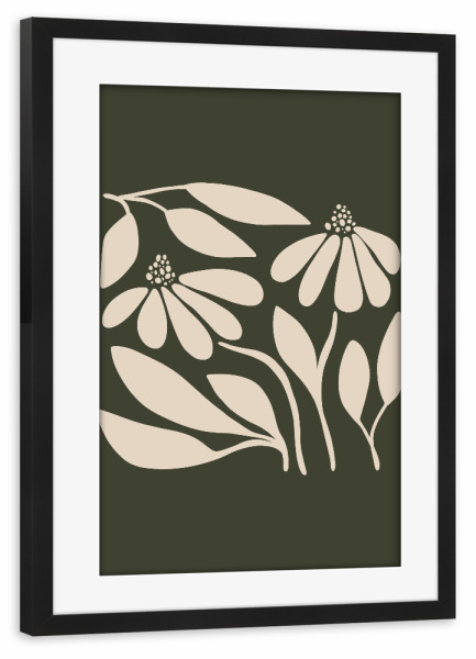 Poster mit Rahmen schwarz "Flora Garten Dunkel" artboxONE - Natur,Floral,Abstrakt