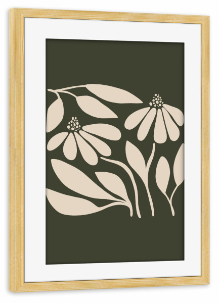 Poster mit Rahmen kiefer "Flora Garten Dunkel" artboxONE - Natur,Floral,Abstrakt