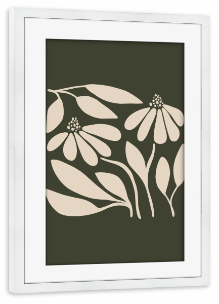 Poster mit Rahmen weiß "Flora Garten Dunkel" artboxONE - Natur,Floral,Abstrakt