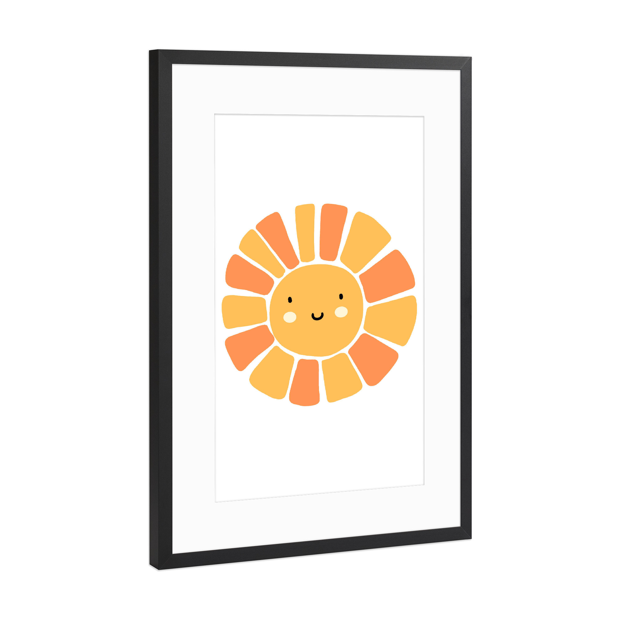 Poster mit Rahmen Schwarz (Metallic) "Glückliche Sonne" artboxONE - Natur,Für Kinder,Geometrie