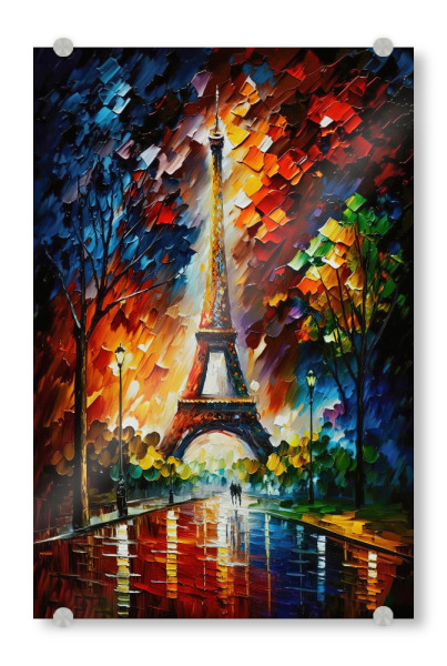 Acrylglasbild "Eifelturm im buntem Paris" artboxONE - Städte / Paris