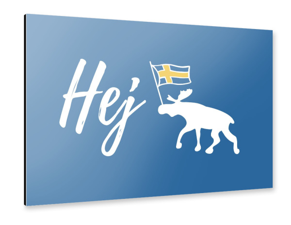 Alu-Dibond "Hej Schweden Elch mit Flagge" 30x20 cm artboxONE