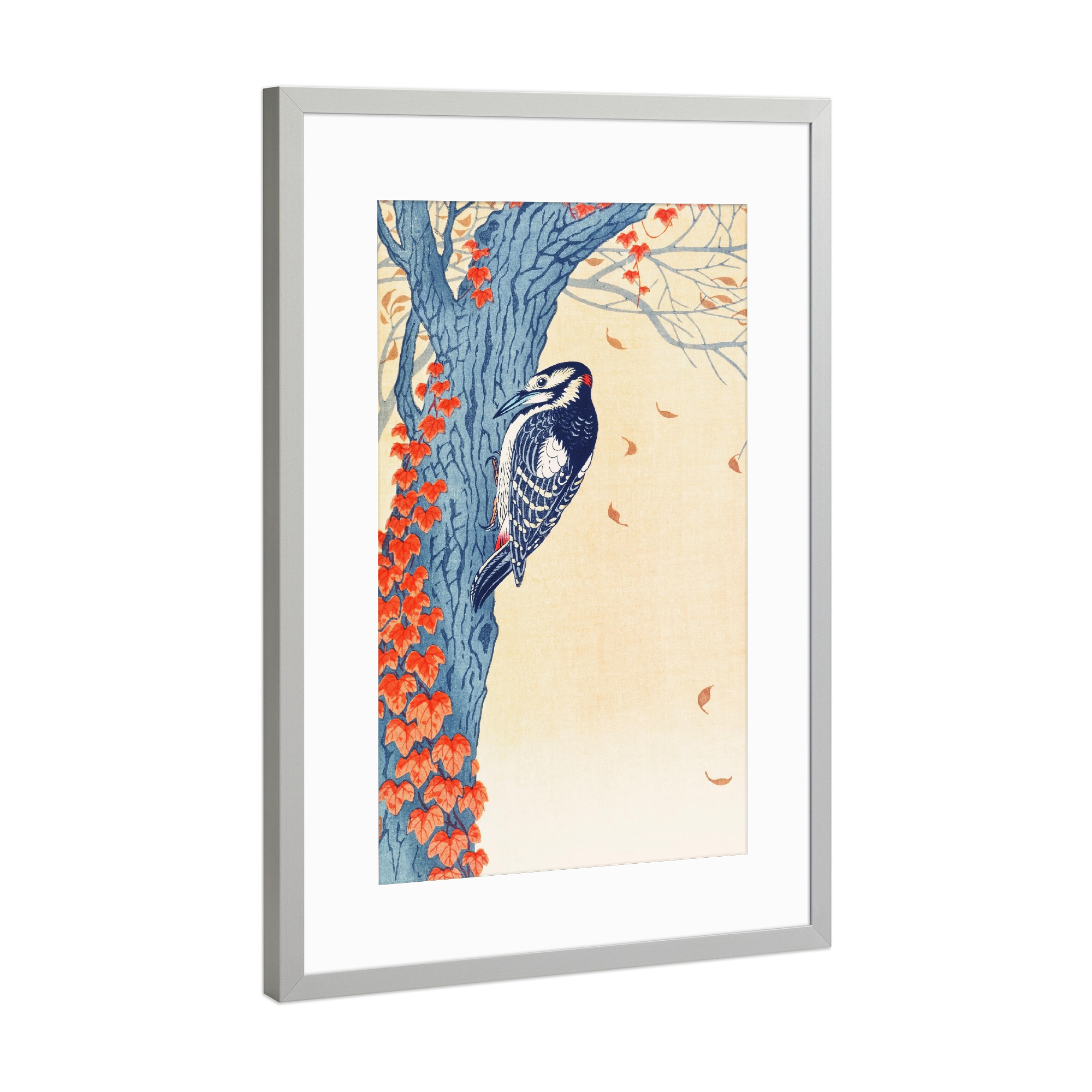 Poster mit Rahmen Silber "Buntspecht" artboxONE - Natur,Für Kinder,Tiere,Reise / Asien,Für Mama