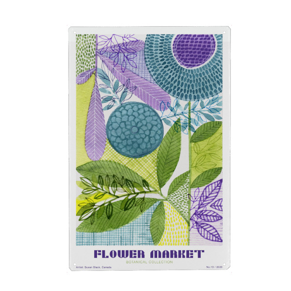 Holzbild "Susan Black-Flower Market Lavendel" artboxONE - Typografie,Natur,Floral