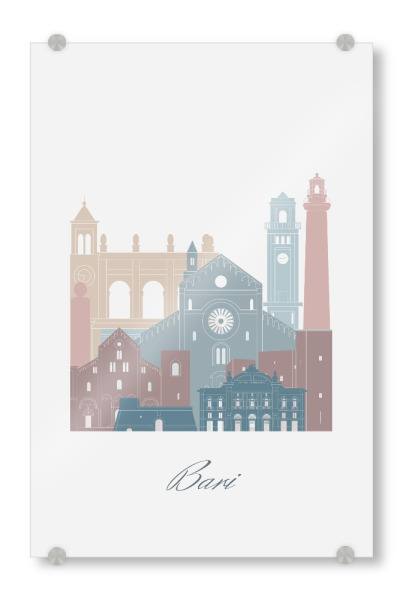 Acrylglasbild "Bari-Skyline im Erdtöne-Stil" artboxONE - Städte,Reise,Architektur,Kartografie
