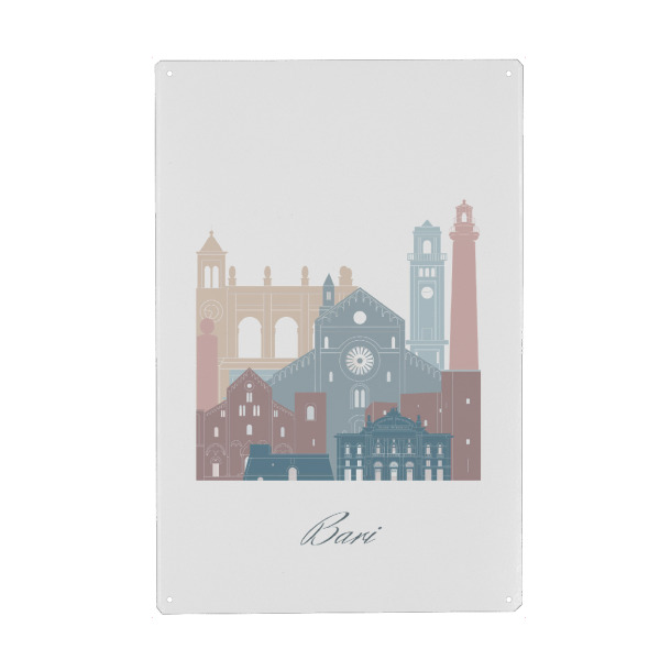 Metall Poster "Bari-Skyline im Erdtöne-Stil" artboxONE - Städte,Reise,Architektur,Kartografie