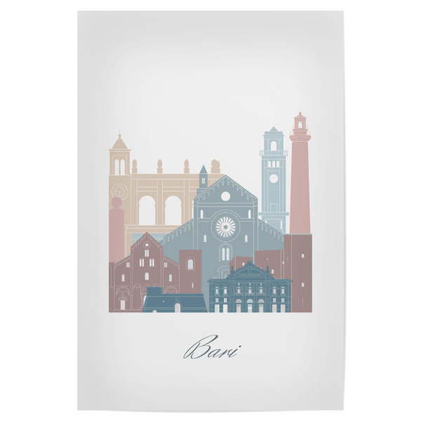 Poster "Bari-Skyline im Erdtöne-Stil" artboxONE - Städte,Reise,Architektur,Kartografie