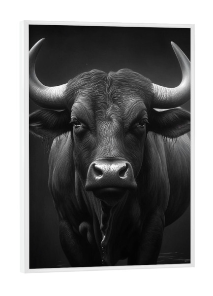 Poster mit weißem Rahmen "Büffel Portrait" artboxONE - Tiere,Schwarzweiß - Büffel,Buffalo,Rind,Afrika,Natur,Tier,Schwarzweiß,Portrait