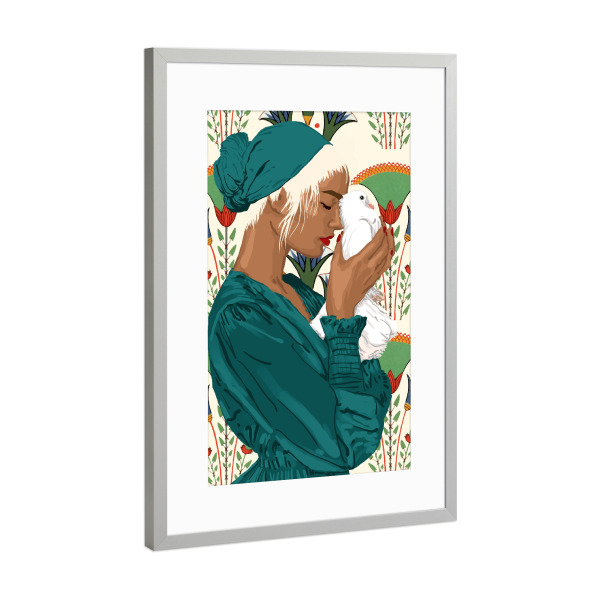 Poster mit Rahmen Silber "Dankbar für diesen Moment" artboxONE - Tiere,Menschen