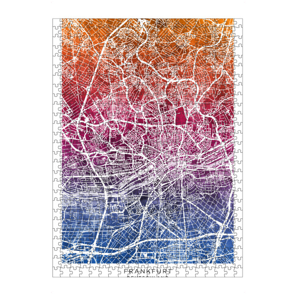 artboxONE Puzzle "Frankfurt Stadtplan Mischung" artboxONE - Städte - Frankfurt,Deutschland,Stadtkarte,Karte,Aquarell,Malerei - Bild frankfurt