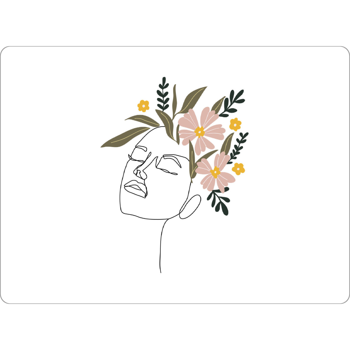 Tischset "Einzeiliges Porträt mit Blumen" artboxONE - Abstrakt,Menschen