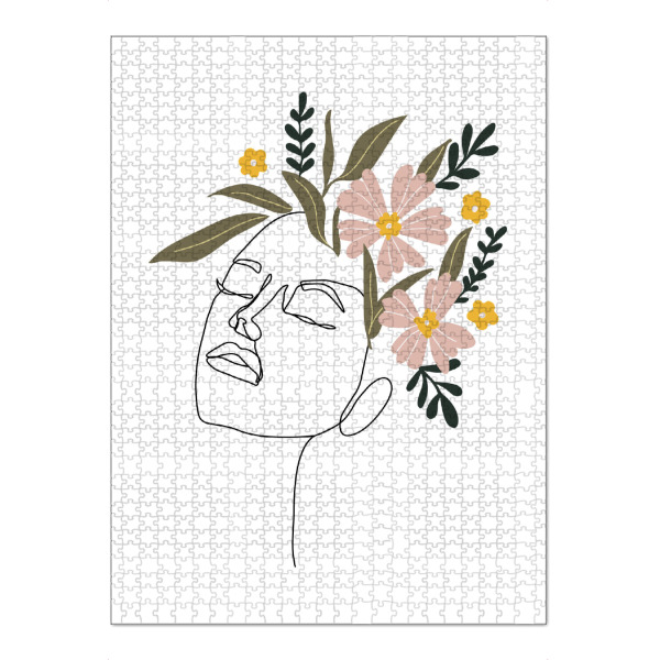 Puzzle Ravensburger "Einzeiliges Porträt mit Blumen" artboxONE - Abstrakt,Menschen