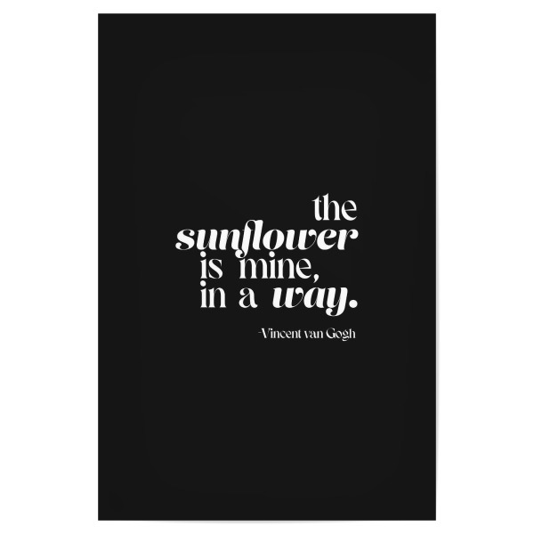 Poster 30x20 cm "Zitat über Sonnenblumen BW" artboxONE - Typografie,Schwarzweiß