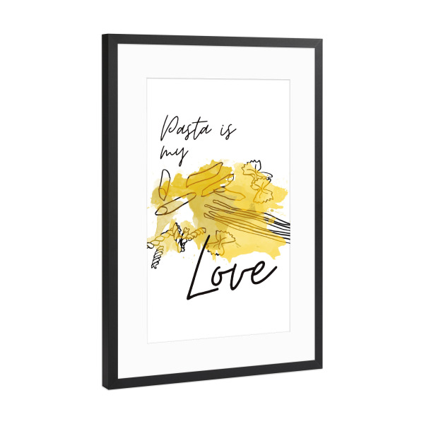 Poster mit Rahmen Schwarz (Metallic) "Pasta-Liebe" artboxONE - Essen & Trinken