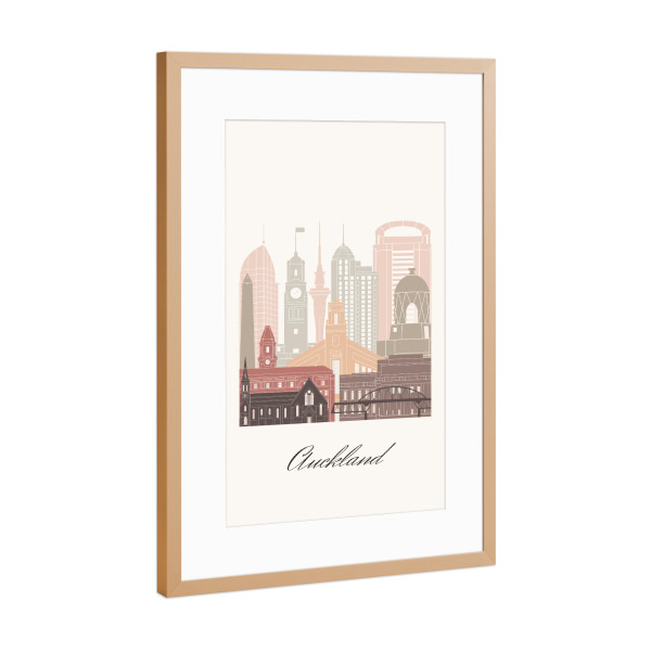 Poster mit Rahmen Kupfer "Skyline von Auckland" artboxONE - Städte,Reise,Architektur,Kartografie