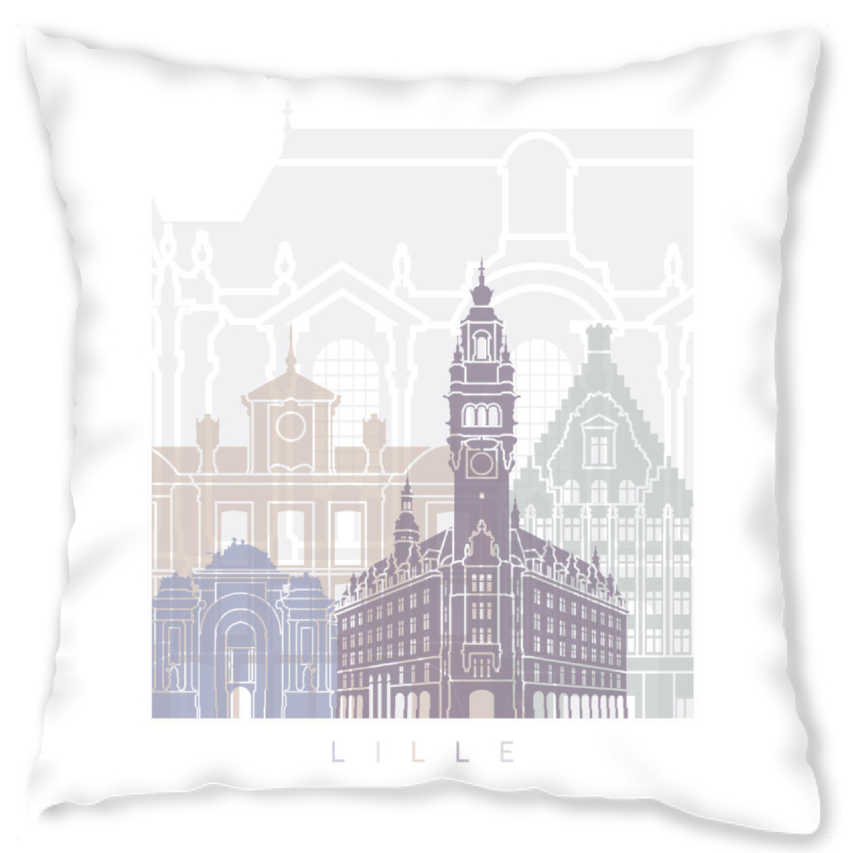 Design-Kissen "LILLE SKYLINE PASTELL" artboxONE - Stߤdte,Architektur