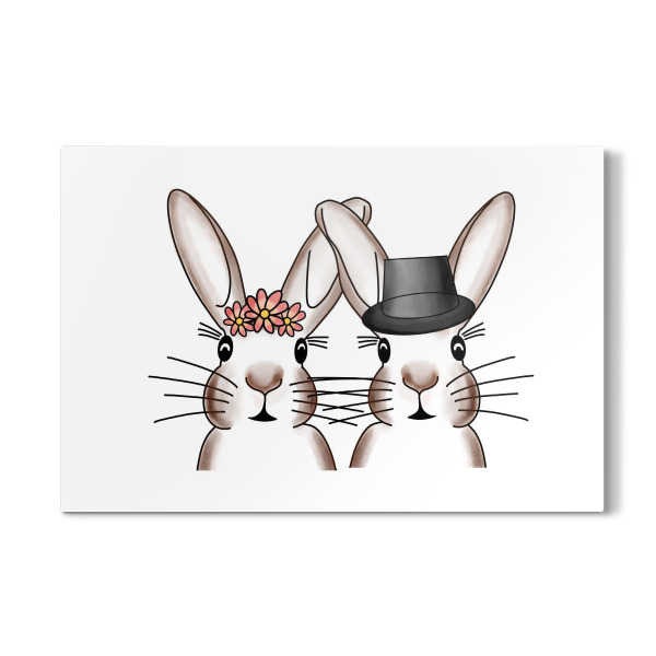 Galerie-Print "Hasen Ehepaar Blumenkranz" 30x20 cm artboxONE