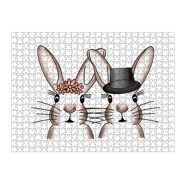 Puzzle Ravensburger "Hasen Ehepaar Blumenkranz" artboxONE - Floral,Tiere,Liebe,Lustig