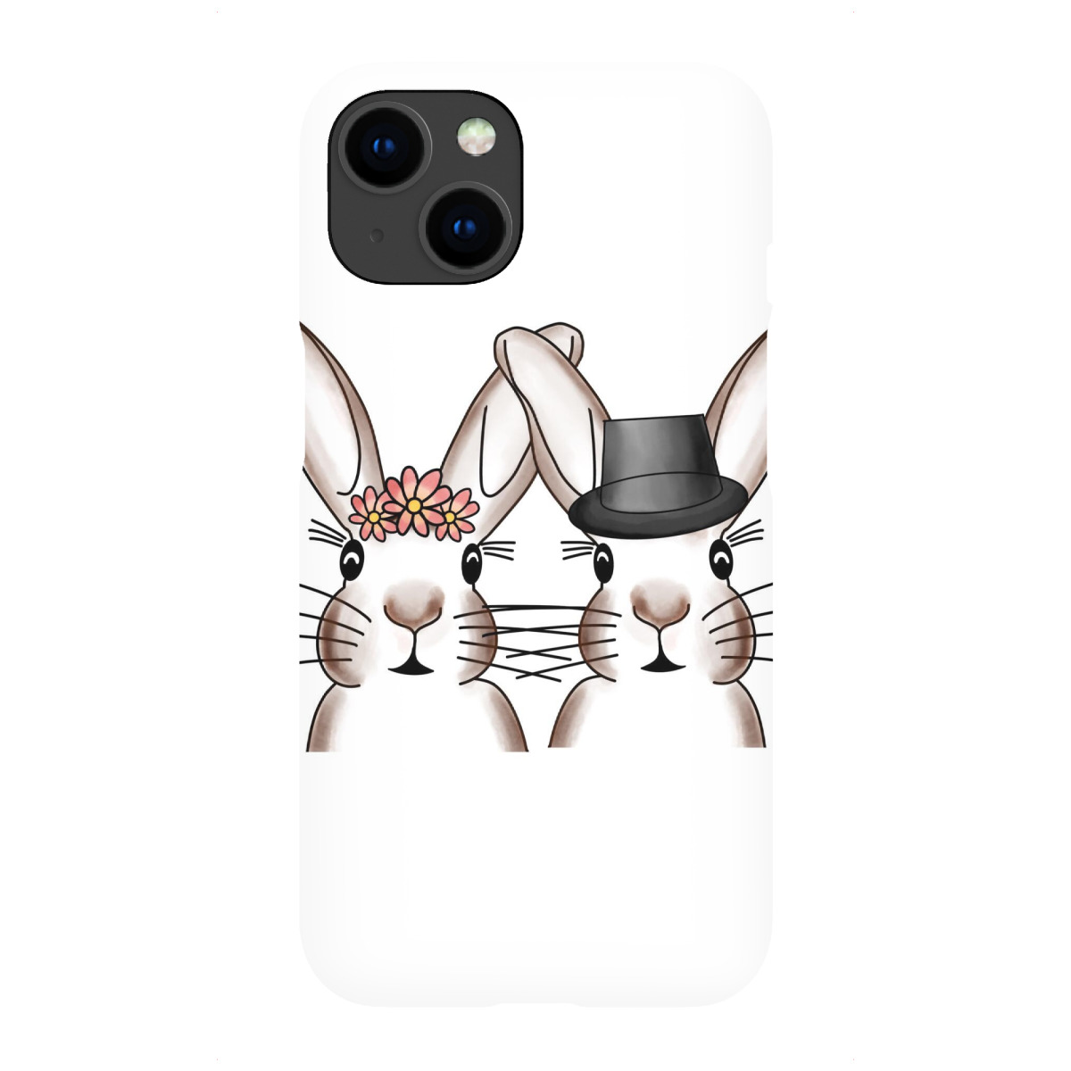 "Hasen Ehepaar Blumenkranz"für iPhone - Premium-Case Handyhülle artboxONE