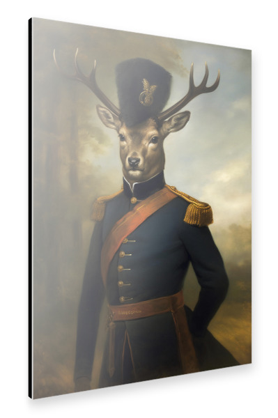 Alu-Dibond "Hirsch in viktorianischer Uniform" 30x20 cm artboxONE