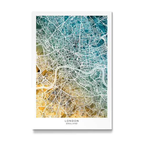 Galerie-Print "London Straßenkarte Blaugrün" 30x20 cm artboxONE