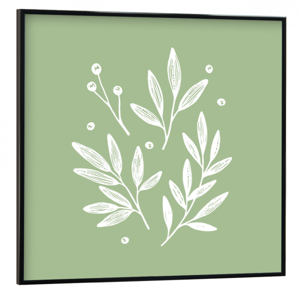 Poster mit schwarzem Rahmen 30x30 cm "Botanisches Grün" artboxONE - Floral