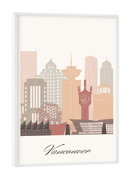Poster mit weißem Rahmen "Skyline von Vancouver" artboxONE - Städte,Reise,Architektur,Kartografie