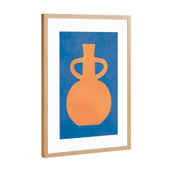 Poster mit Rahmen Kupfer "BLUE ORANGE ART FOURTH" artboxONE - Abstrakt - Japandi,Modern,Art,Ibiza,Kunstdruck,Geschenk,Einrichtung,Abstrakt,Kunst