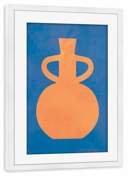 Poster mit Rahmen weiß "BLUE ORANGE ART FOURTH" artboxONE - Abstrakt - Japandi,Modern,Art,Ibiza,Kunstdruck,Geschenk,Einrichtung,Abstrakt,Kunst