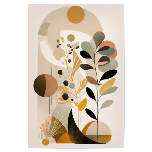 Beige abstrakte Blumenzeichnung