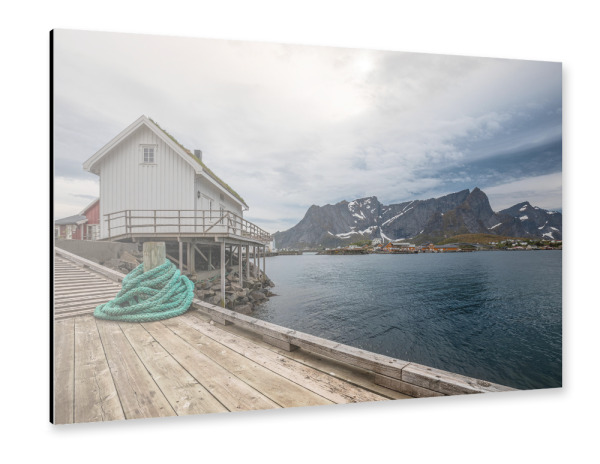Alu-Dibond "Norwegen Bootshaus" 30x20 cm artboxONE
