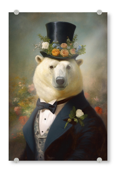 Acrylglasbild "Herr Eisbär mit Blumen" artboxONE - Tiere