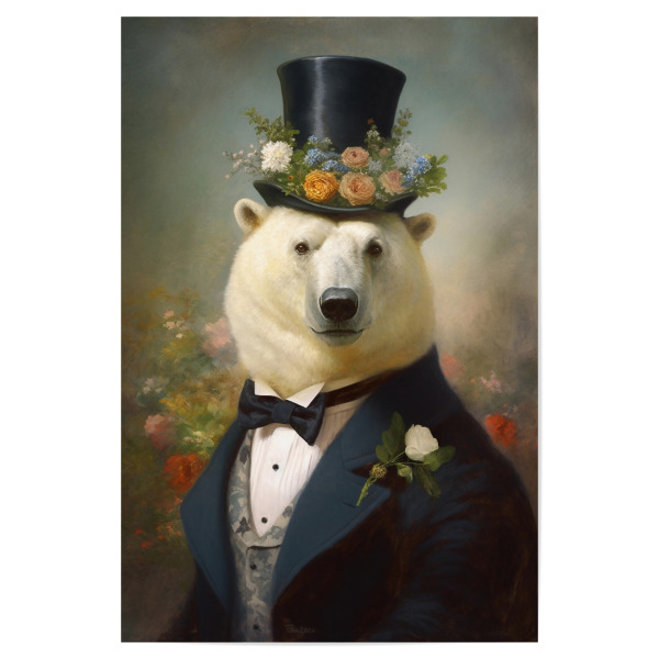 Poster "Herr Eisbär mit Blumen" artboxONE - Tiere