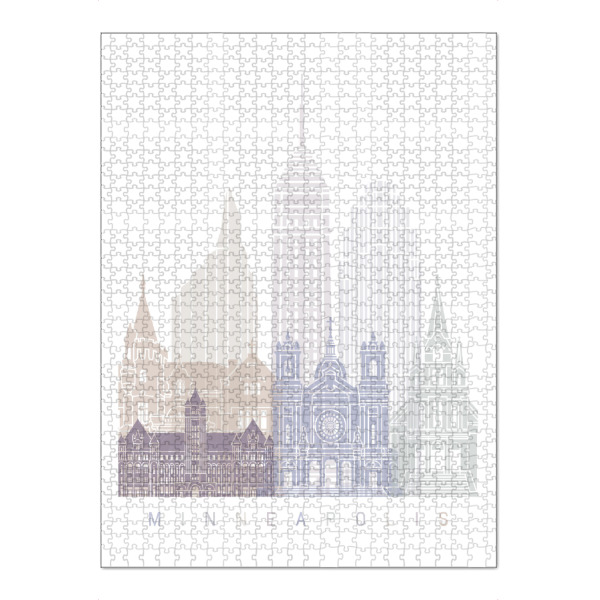 Puzzle Ravensburger "MINNEAPOLIS SKYLINE PASTELL" artboxONE - Städte,Architektur