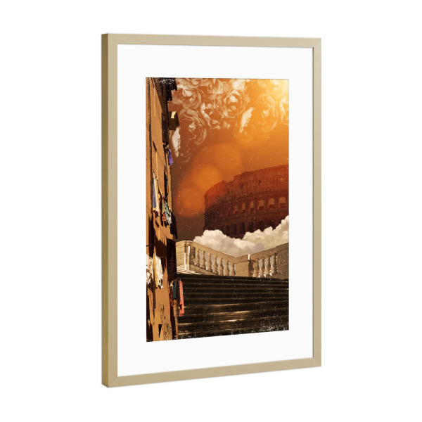 Poster mit Rahmen Gold "In the heat of Rome" artboxONE - Architektur,Städte / Rom,Fiktion