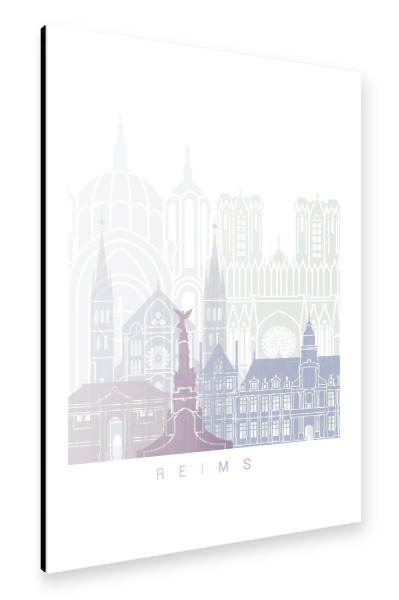 Alu-Dibond "REIMS SKYLINE PASTELL" 30x20 cm artboxONE