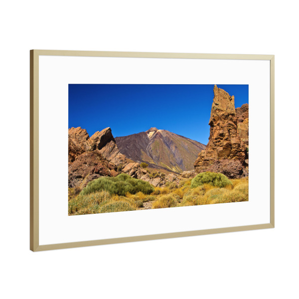 Poster mit Rahmen Gold "Teide und Felsen auf Teneriffa" artboxONE - Natur,Reise,Reise / Länder